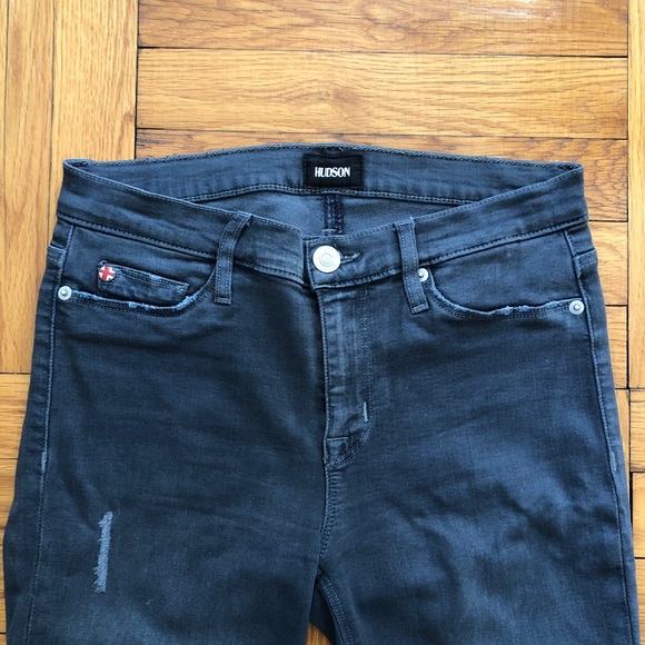 Hudson Nico Midrise Super Skinny Grey Jeans 26 - Picture 2 of 7